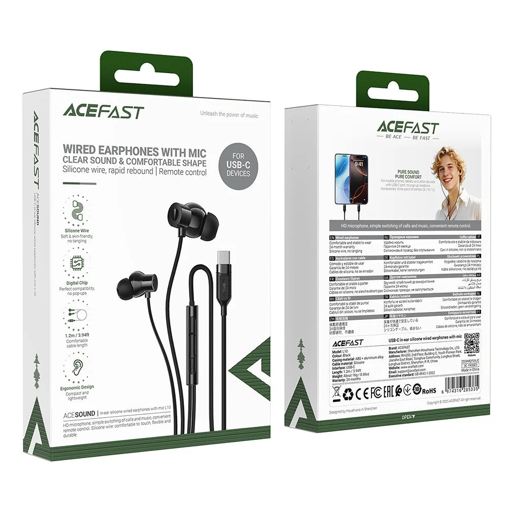 ACEFAST L10 USB-C Wired Earphones In-Ear Soft Silicone Cable Control Earphone with Mic for Phones / Tablets - 7