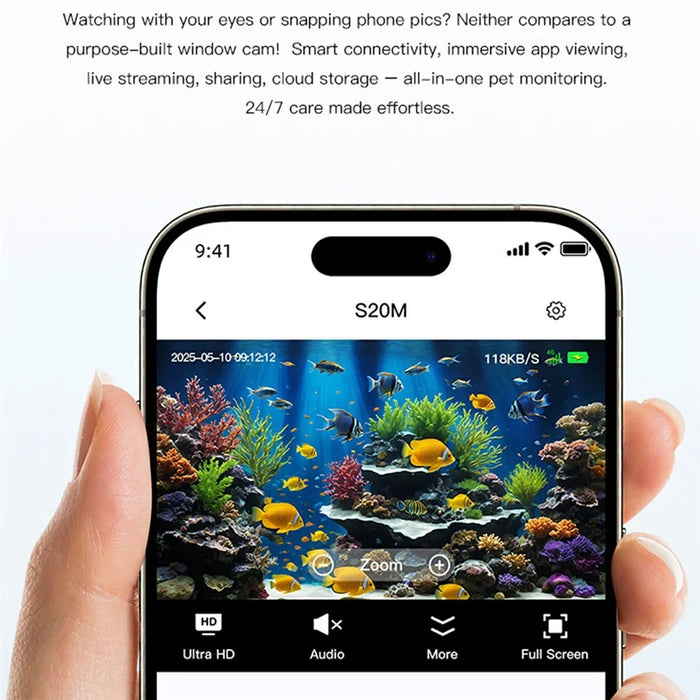 S20M Aquarium Camera Home Two-Way Audio Security Camera Support HD Night Vision for Fish Reptiles - Black - 4