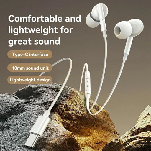 YESIDO YH45 Type-C Digital Earphones In-Ear Wired Headphones with Microphone - White - 2