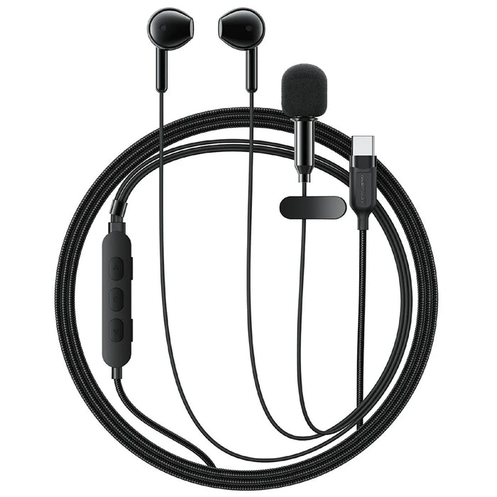 ACEFAST L12 USB-C Semi In-Ear Karaoke Wired Earphones Built-In Microphone for Live Streaming  /  Recording  /  Gaming - Black - 2