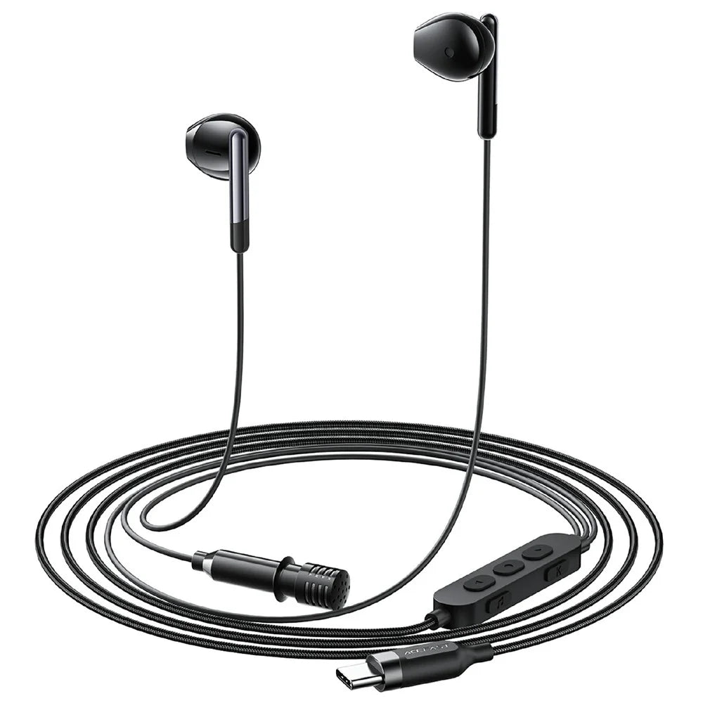 ACEFAST L12 USB-C Semi In-Ear Karaoke Wired Earphones Built-In Microphone for Live Streaming  /  Recording  /  Gaming - Black - 3