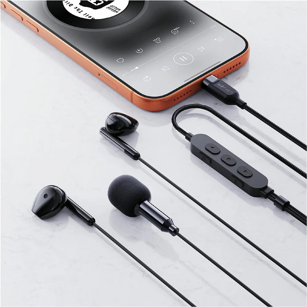 ACEFAST L12 USB-C Semi In-Ear Karaoke Wired Earphones Built-In Microphone for Live Streaming  /  Recording  /  Gaming - Black - 7