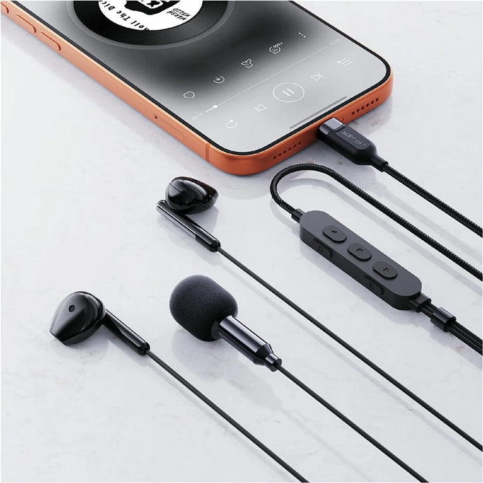 ACEFAST L12 USB-C Semi In-Ear Karaoke Wired Earphones Built-In Microphone for Live Streaming  /  Recording  /  Gaming - Black - 7