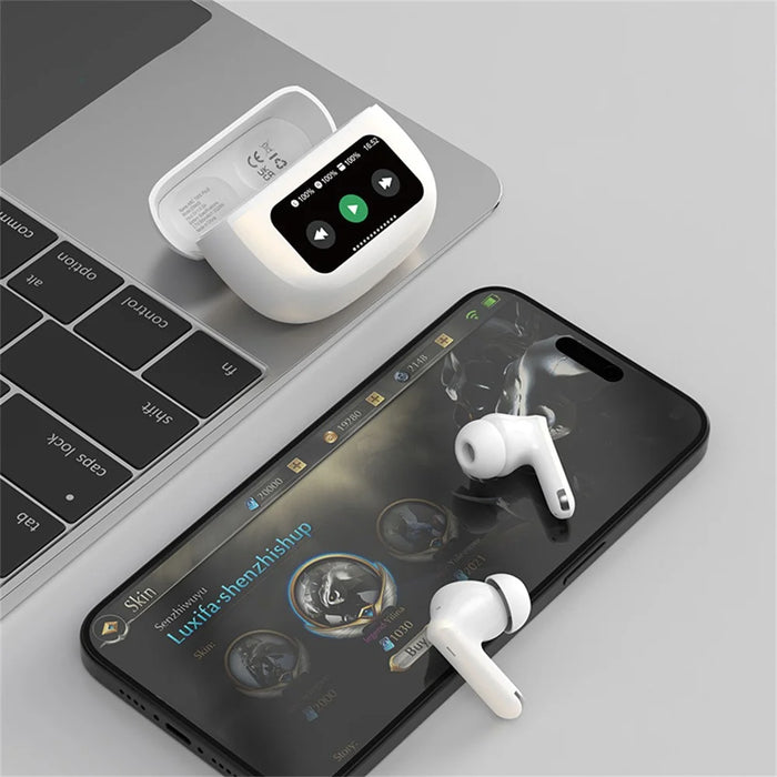 DEVIA EM405 ANC TWS Pro3 In-Ear Bluetooth Earphone Touch Control HiFi Sound Eabud with Screen - White - 4