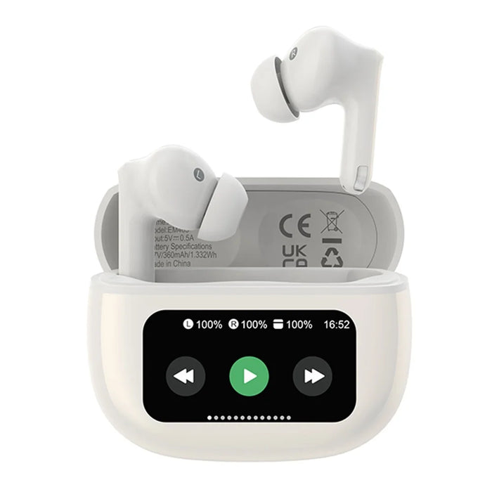 DEVIA EM405 ANC TWS Pro3 In-Ear Bluetooth Earphone Touch Control HiFi Sound Eabud with Screen - White - 7