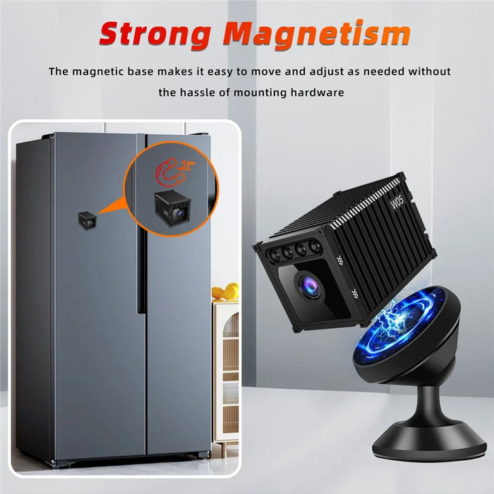 W05 Mini WiFi Security Camera 1080P HD 130 Degree Wide Angle Night Vision Motion Detection for Home Pet Monitoring - Black - 6