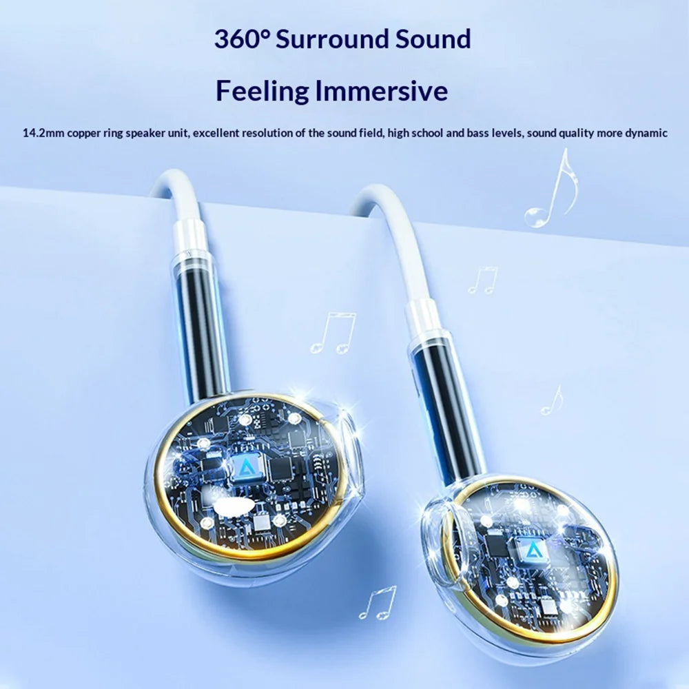 AZEADA 1.2m Wired Earphones Surround Sound Noise Cancelling Semi-in-ear Earphones with Mic - AZ-E02 3.5mm - 3