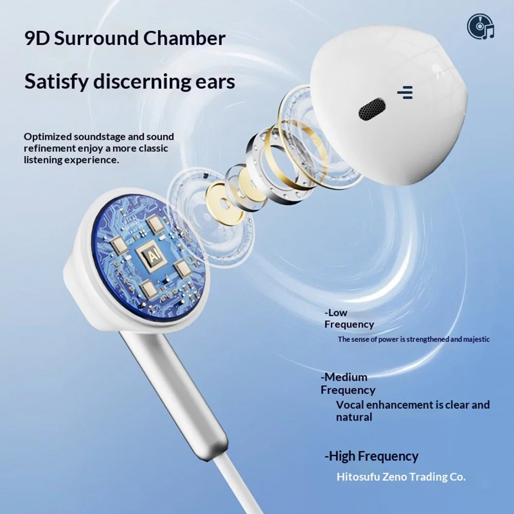 ERAZER EY02 Wired Earphones 14mm Driver HiFi Sound Semi-in-ear Earphones with Mic (Invested By Lenovo) - 3.5MM/White - 3