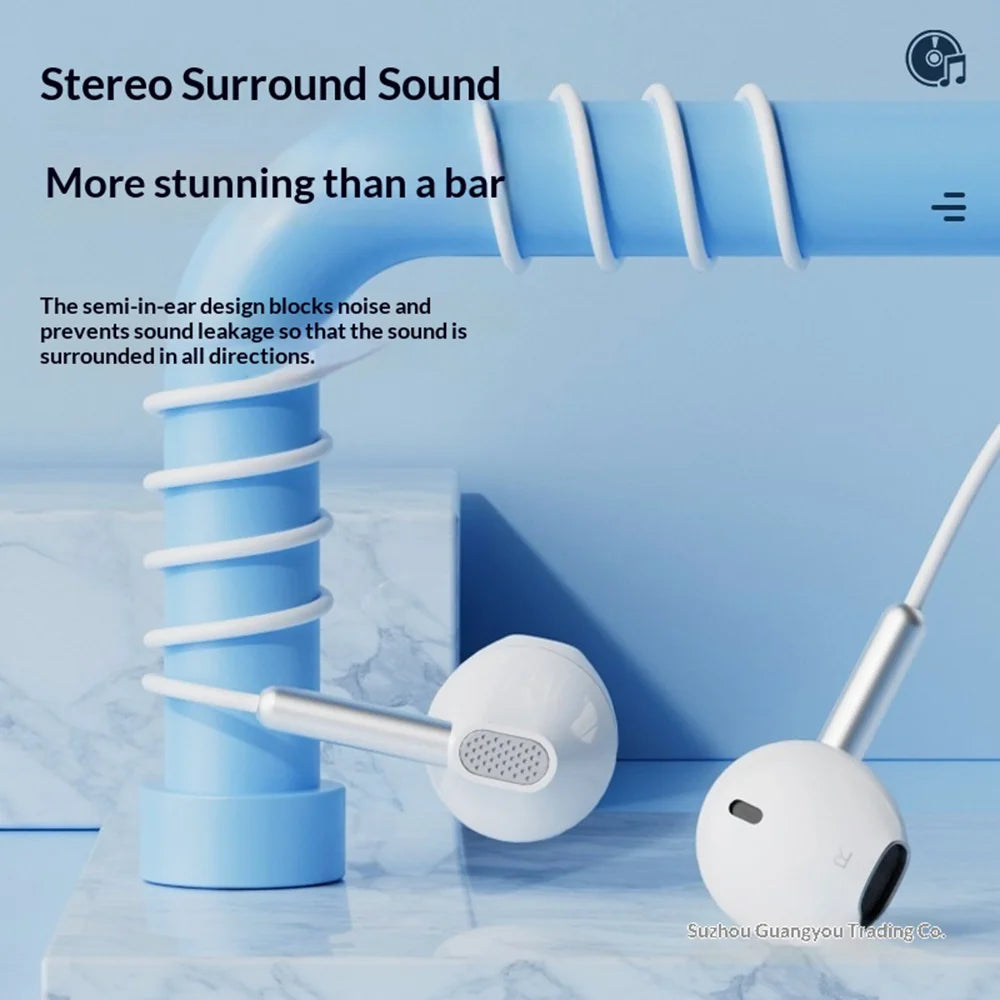 ERAZER EY02 Wired Earphones 14mm Driver HiFi Sound Semi-in-ear Earphones with Mic (Invested By Lenovo) - 3.5MM/White - 4