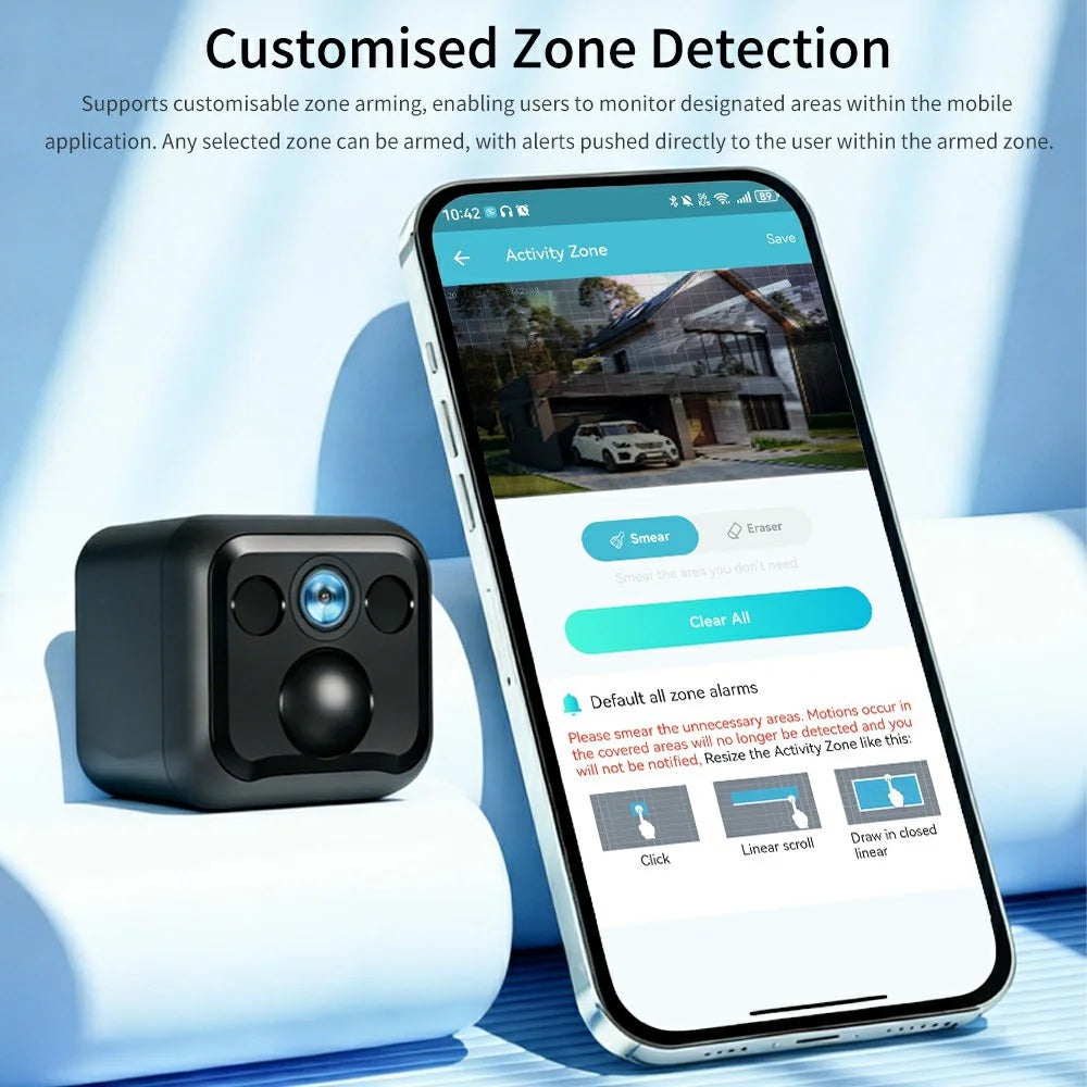 B01 Mini WiFi Security Camera 3MP HD 1080P Night Vision PIR Human Detection Wireless Safety Camera for Home Outdoor - Black - 6