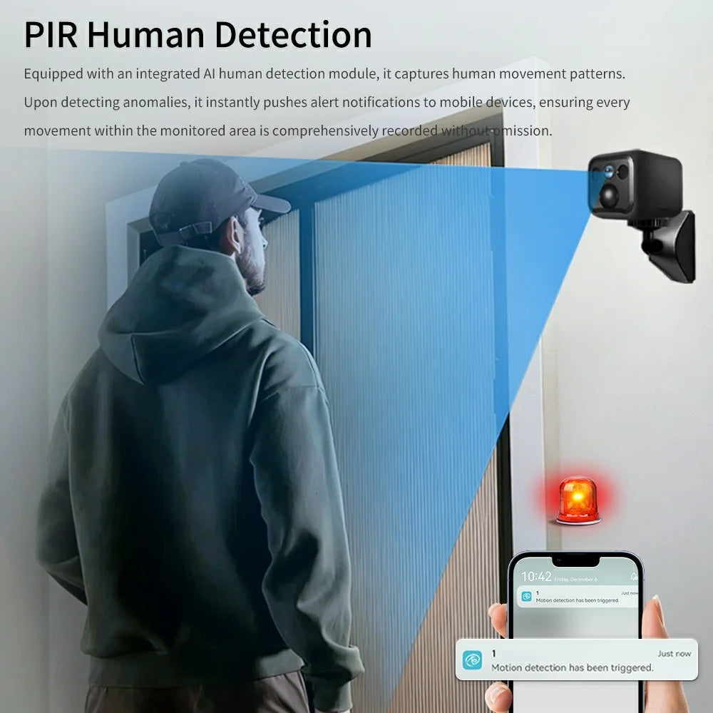 B01 Mini WiFi Security Camera 3MP HD 1080P Night Vision PIR Human Detection Wireless Safety Camera for Home Outdoor - Black - 7