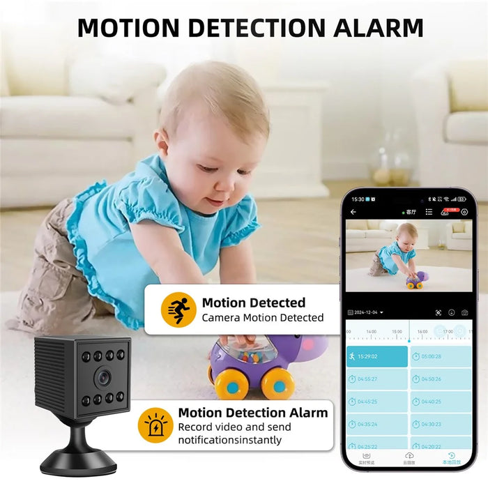 W10 WiFi HD Mini Security Camera Night Vision Motion Detection 1080P Indoor Surveillance Camera - Black - 4