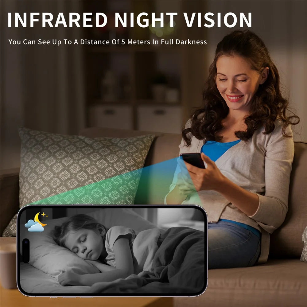 W08 WiFi Mini Camera HD 1080P Infrared Night Vision Motion Detection 130 Degree View Security Cam for Home - Black - 5