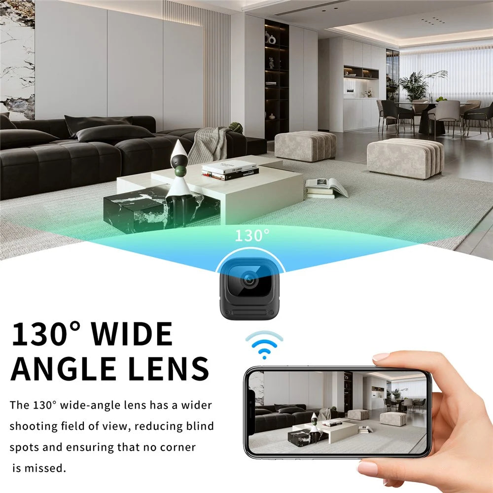 W08 WiFi Mini Camera HD 1080P Infrared Night Vision Motion Detection 130 Degree View Security Cam for Home - Black - 6