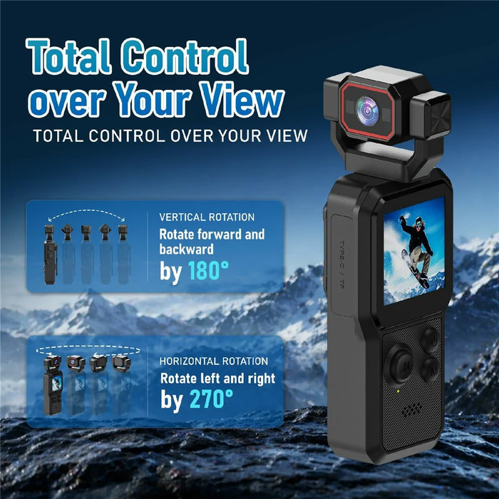 D1 1.54 Inch HD Screen Portable Handheld Camera 4K HD Recording WiFi Bluetooth-compatible Vlogging Camera for Sports - Black - 4