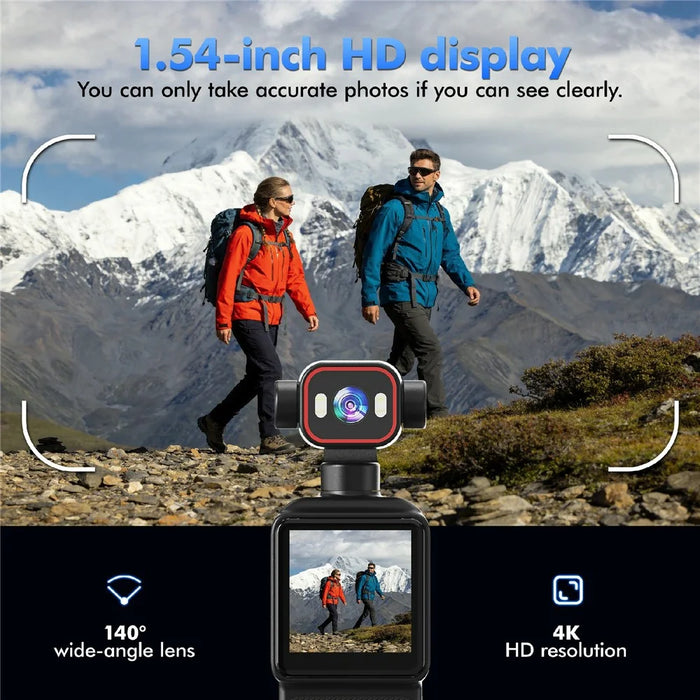 D2 4K Action Camera 270 Degree Rotating Lens 1.54 Inch HD Screen WiFi Sports Camera with LED Light - Black - 6