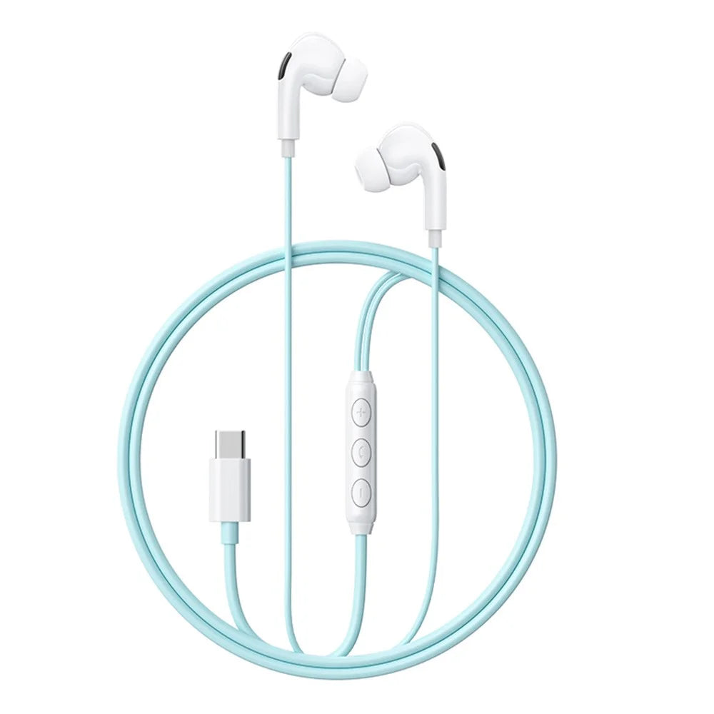 WEKOME YB13 Macaron Series Type-C Wired Earphone 10mm HiFi Sound In-Ear Headphone for Music Calls - Blue - 1