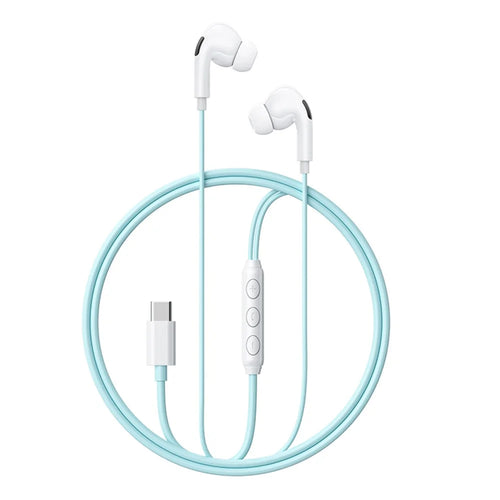 WEKOME YB13 Macaron Series Type-C Wired Earphone 10mm HiFi Sound In-Ear Headphone for Music Calls - Blue - 1