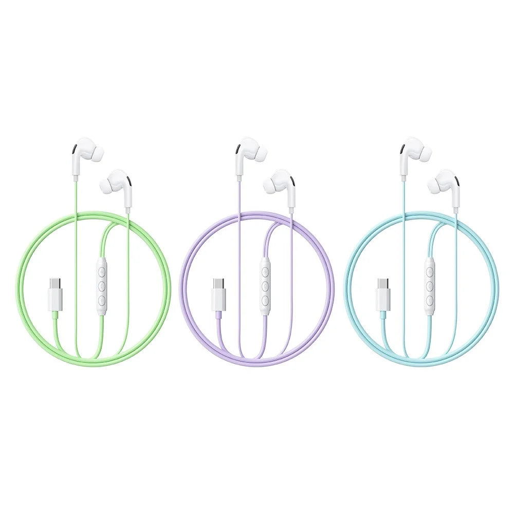 WEKOME YB13 Macaron Series Type-C Wired Earphone 10mm HiFi Sound In-Ear Headphone for Music Calls - Blue - 6