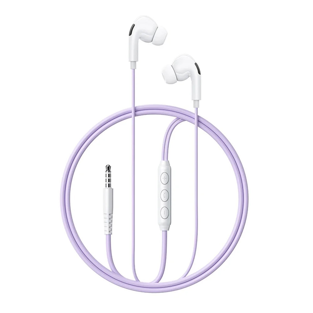 WEKOME YB13 Macaron Series 3.5mm Wired Earphone 10mm Driver Line Control Headphone for Music Calls - Purple - 1