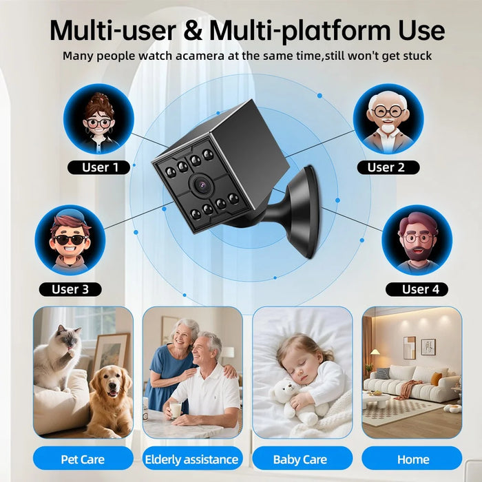 W09 WiFi HD Mini Night Vision Camera 720P Security Cam Motion Detection for Home Office - Black - 5
