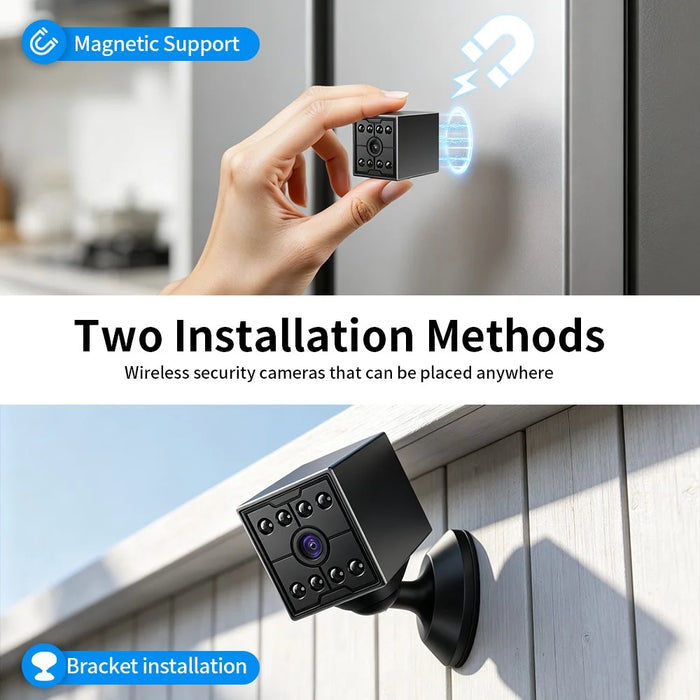 W09 WiFi HD Mini Night Vision Camera 720P Security Cam Motion Detection for Home Office - Black - 7