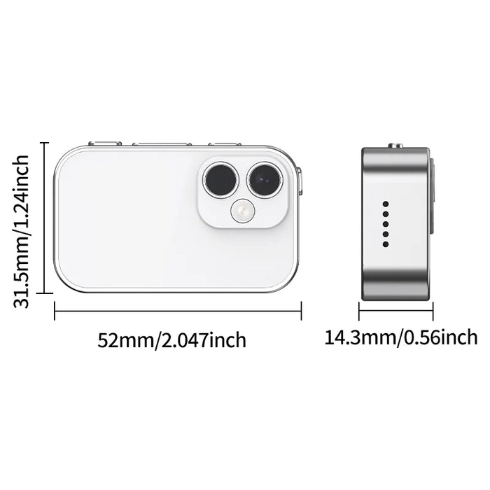 D03 Single Lens Magnetic Thumb Camera 2K Auto Focus 120 Degree Wide Angle 16X Zoom Pocket Camcorder for Sports - Black - 7