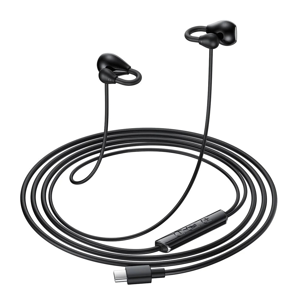 ACEFAST L16 USB-C Clip-On Wired Earphones Hi-Fi Earbuds with Mic 10mm Drivers - Black - 3