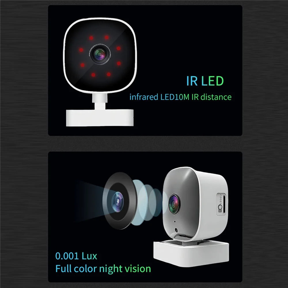 K7 WiFi Camera HD Mini 1080P Full Color Night Vision Two-Way Audio Wide Angle for Indoor Security - White - 4
