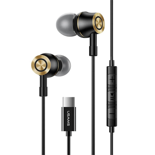 USAMS US-SJ482-EP-43 Type-C In-ear Metal Headsets Stereo Earphones, 1.2m - Black - 1