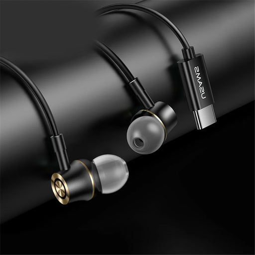 USAMS US-SJ482-EP-43 Type-C In-ear Metal Headsets Stereo Earphones, 1.2m - Black - 2