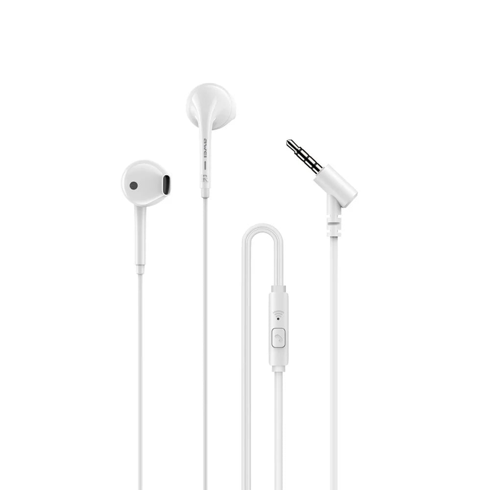 AWEI PC-7 3.5mm Wired Earphones In-ear Mobile Phone Music Headset with Mic Line Control - White - 1