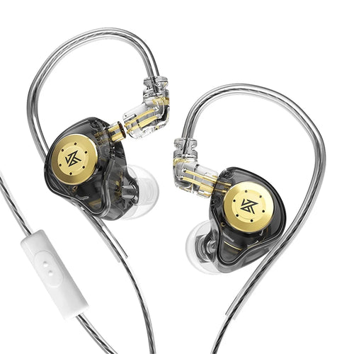 KZ EDX Pro Dynamic Drive HiFi 3.5mm Wired In-ear Headset Phone Computer Music Earphone with Line Control Microphone - Black - 1