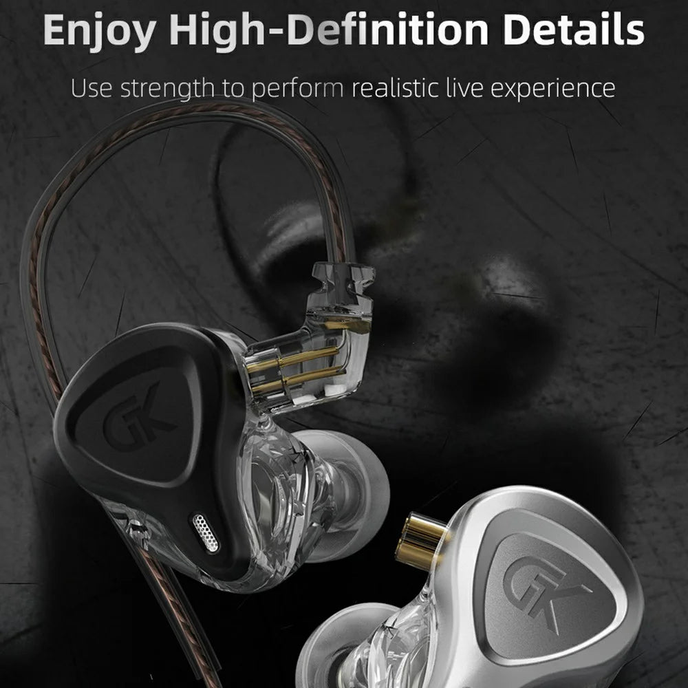 GK G5 [No Mic] Metal In-ear Headphones Bass HiFi Noise Canceling Earphones for Sports Gaming - Black - 4
