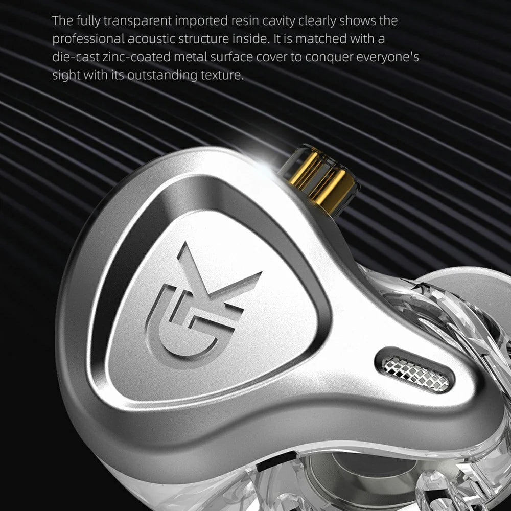 GK G5 [No Mic] Metal In-ear Headphones Bass HiFi Noise Canceling Earphones for Sports Gaming - Black - 5