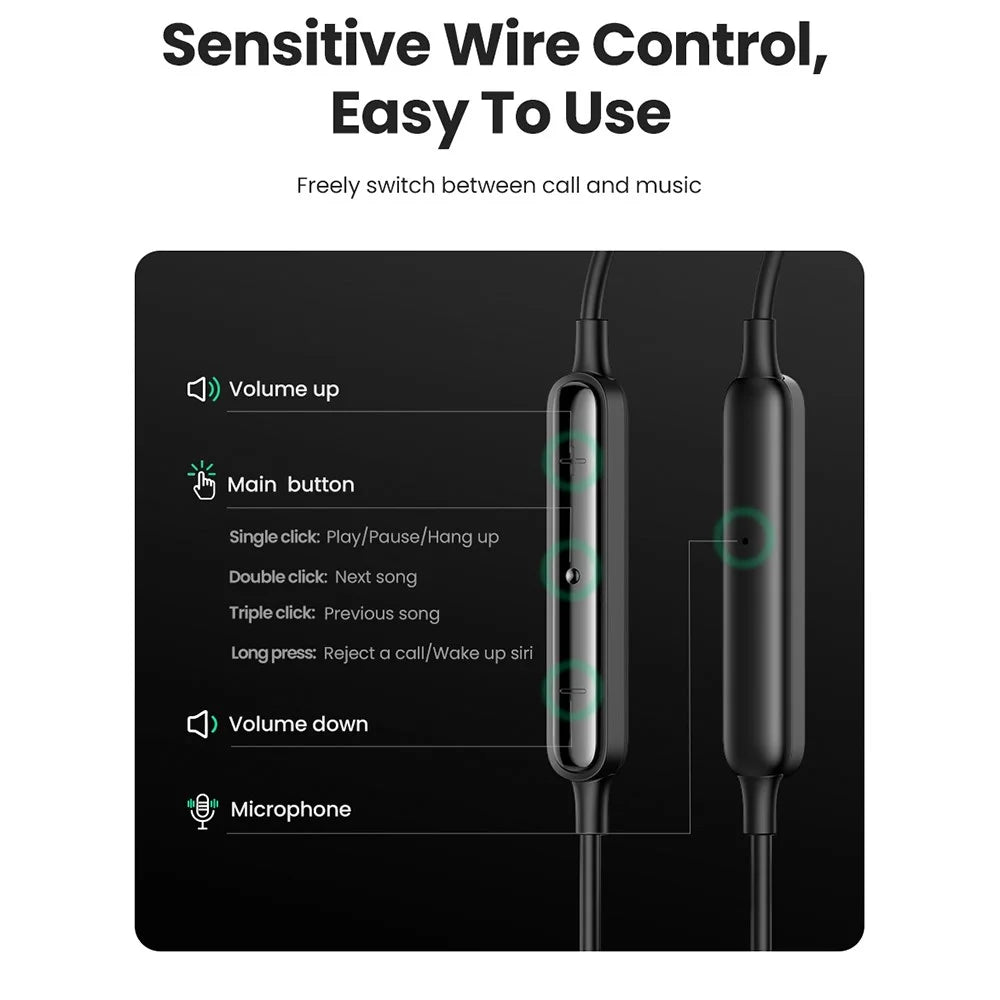 UGREEN 30637 Wired Headphone Earphone In-ear Stereo Surround Sound Gaming Headset 3.5mm Audio Interface Cord Headphone for Android MP3 MP4 - 4