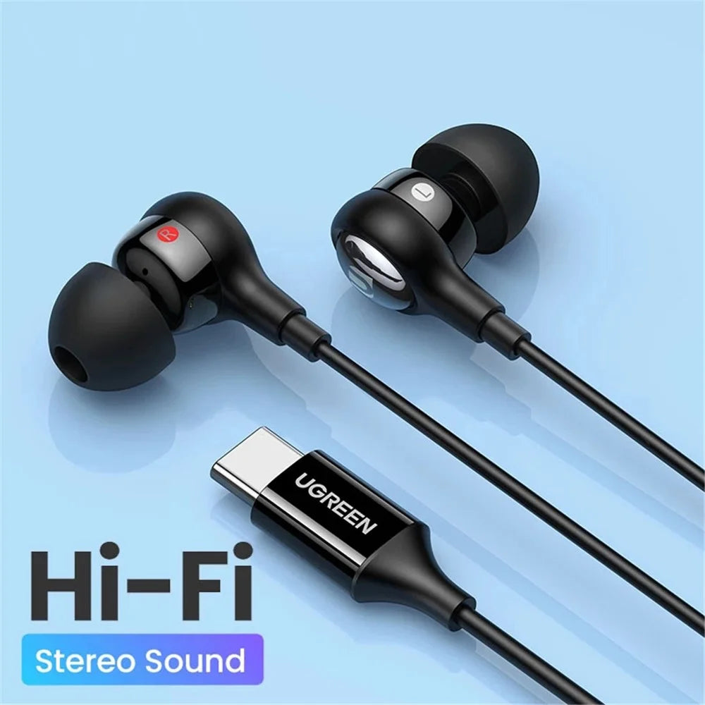 UGREEN 30638 USB Type-C Earbuds Wired Headset with Microphone Hi-Fi Stereo Headphones for 2021 iPad Pro Samsung Galaxy S21 Google Pixel 5 - 2