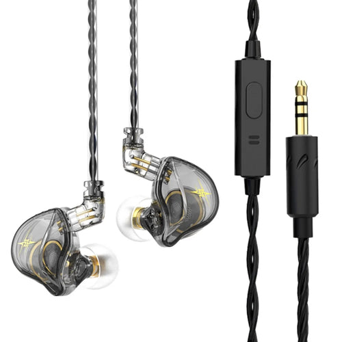 QKZ ZXT (with Microphone Version) 3.5mm Wired HiFi Heavy Bass In-ear Earphone Ergonomic Music Game Headset - Transparent Grey - 1