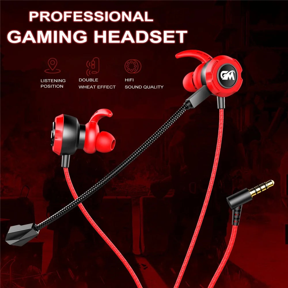 TF-3 HiFi Stereo Headset 3.5mm Wired E-Sports Gaming Music In-ear Earphone with Dual Microphone - Black/Red - 2