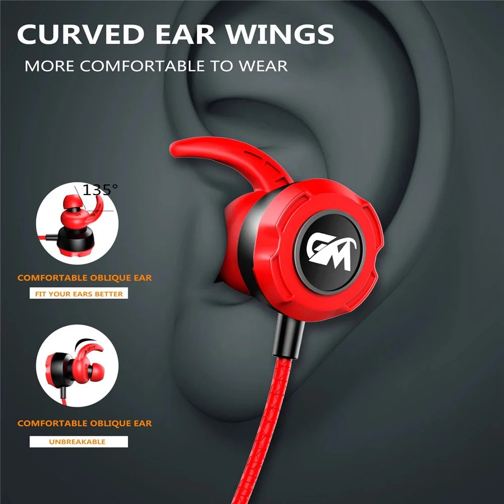TF-3 HiFi Stereo Headset 3.5mm Wired E-Sports Gaming Music In-ear Earphone with Dual Microphone - Black/Red - 4