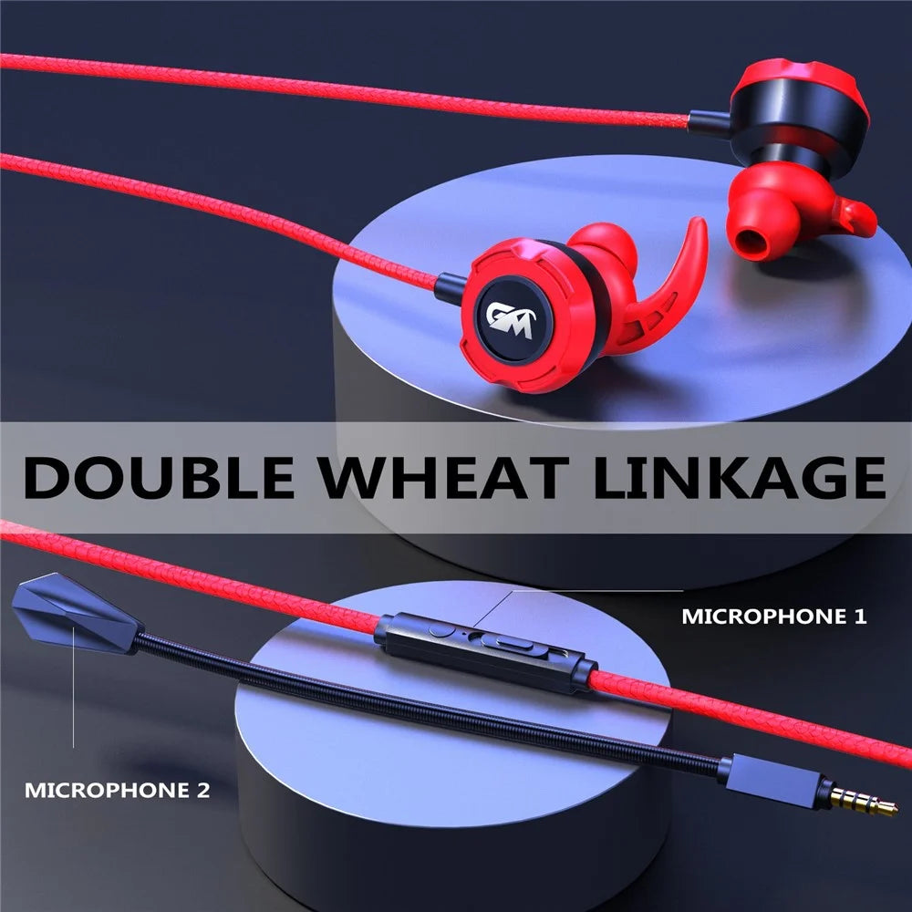 TF-3 HiFi Stereo Headset 3.5mm Wired E-Sports Gaming Music In-ear Earphone with Dual Microphone - Black/Red - 6