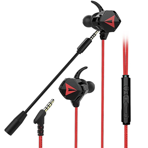 G5 3.5mm Wired In-ear Gaming Headphone Mobile PC Gamer Earphone with Ear Hooks - Black  /  Red - 1