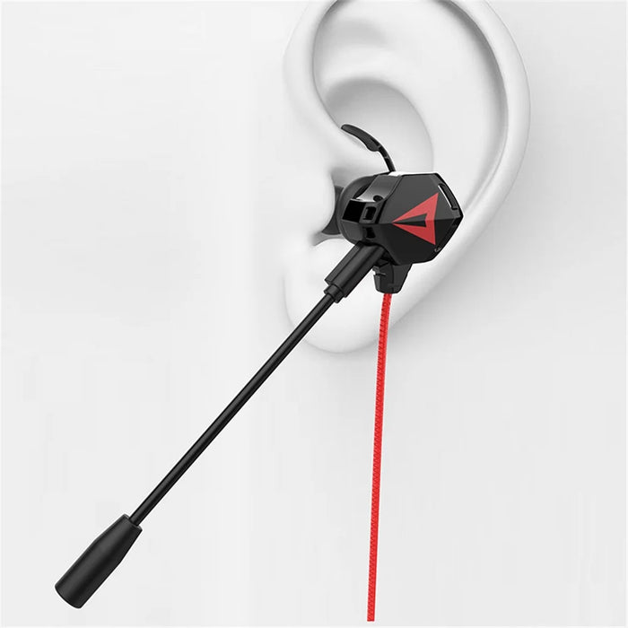 G5 3.5mm Wired In-ear Gaming Headphone Mobile PC Gamer Earphone with Ear Hooks - Black  /  Red - 3