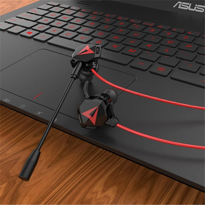 G5 3.5mm Wired In-ear Gaming Headphone Mobile PC Gamer Earphone with Ear Hooks - Black  /  Red - 6