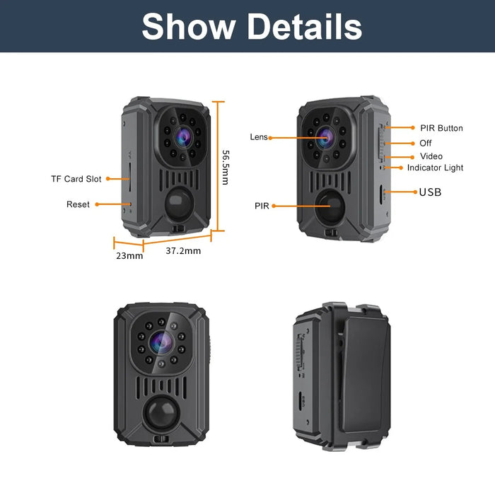 MD31 1080P HD Mini Camera PIR Surveillance Monitor Camera Home Security Device Support 8-128G TF Card (Battery Powered) - 4