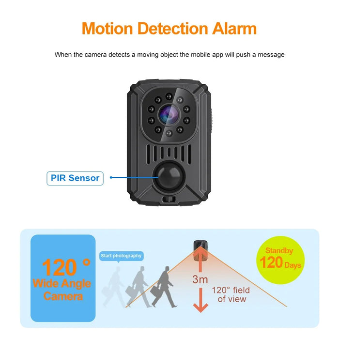 MD31 1080P HD Mini Camera PIR Surveillance Monitor Camera Home Security Device Support 8-128G TF Card (Battery Powered) - 6