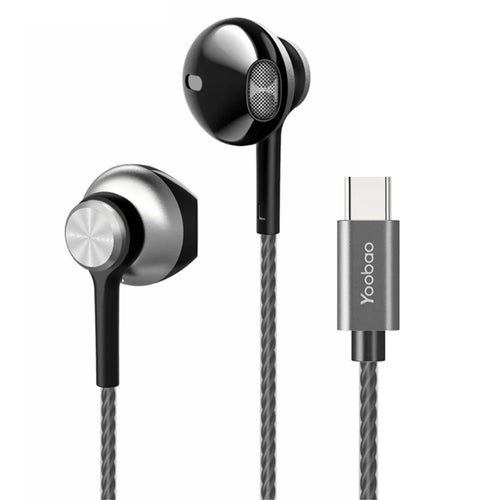 YOOBAO YBL-8 Type-C Aluminum Alloy Plug Wired Headphones Stereo Semi-in-ear Earphones - Tarnish - 1
