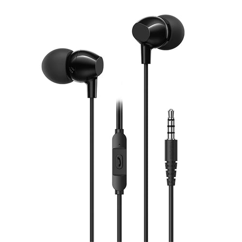 USAMS US-SJ594 EP-47 3.5mm In-Ear Wired Headset Lightweight Headphones TPE Wired Earphones with Sensitive Microphone / Button Control - Black - 1