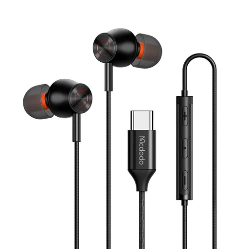 MCDODO HP-3490 MDD HiFi Stereo Wired Headphone Type-C Earphone with Mic and Volume Control - Black - 1