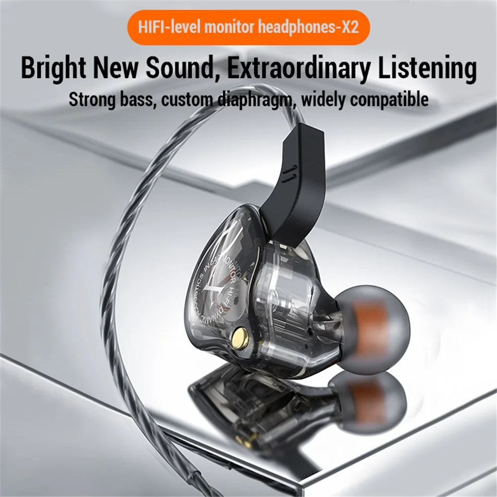 JIANGSHENG X2 In-Ear Sports Headphone HIFI Heavy Bass Wired Headset for Mobile Phone - Black - 5